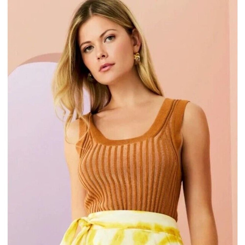 Marie Oliver Rylee Ribbed Sweater Tank Bombay Rust Womens Size M